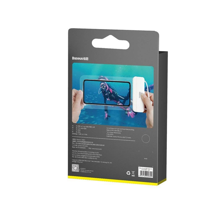 Univerzální voděodolný kryt Baseus pouzdro na telefon (max 7,2``) pro bazén u vody IPX8 bílý (ACFSD-D02)